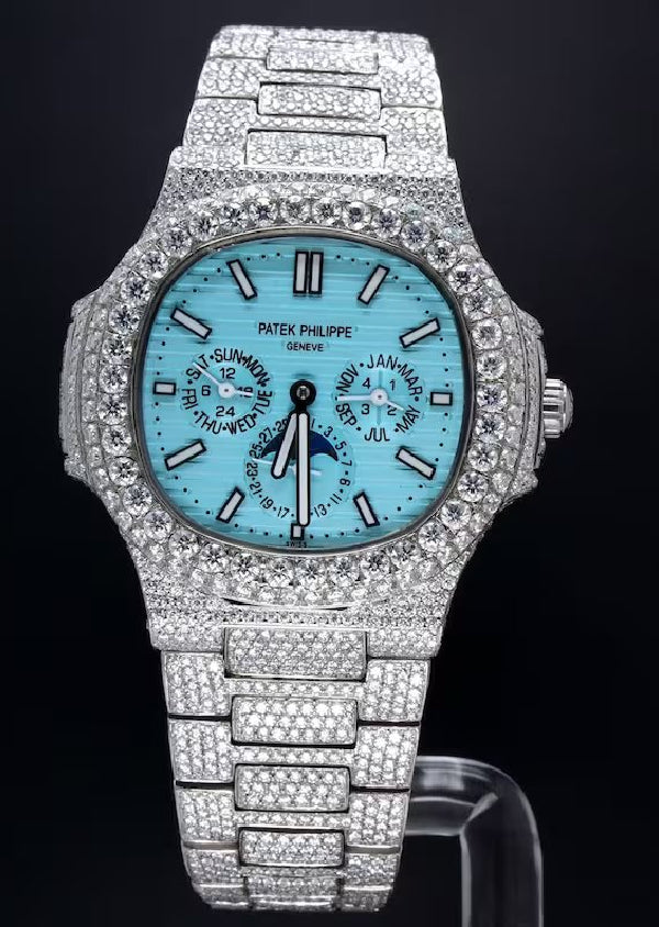 Iced Out Moissanite Men's Wrist Watch, Custom Made Fancy Dial Diamond Watch, Hip Hop Jewelry Watch For Rapper's