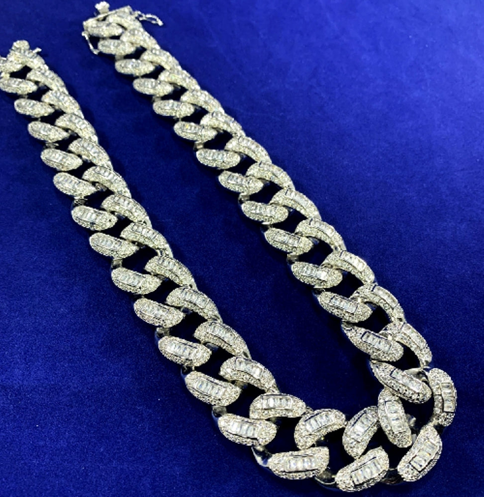 18MM Sterling Silver Iced Out Hip Hop Cuban Chain Necklace