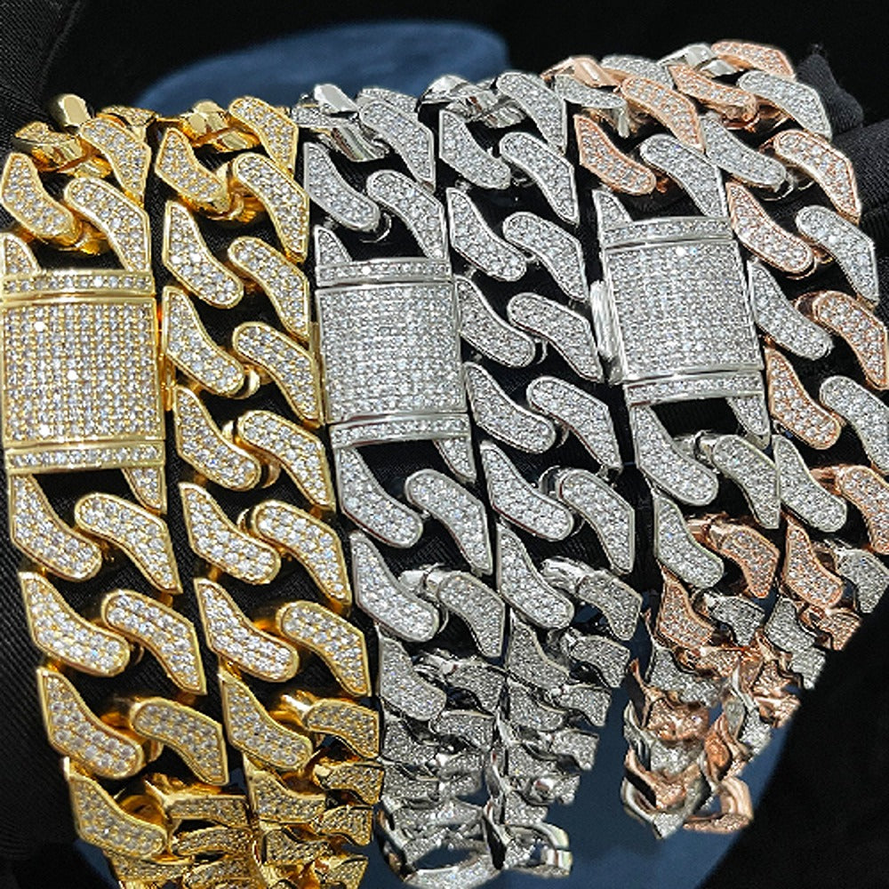 Iced Out Lab Created Moissanite Cuban Link Hip Hop Necklace