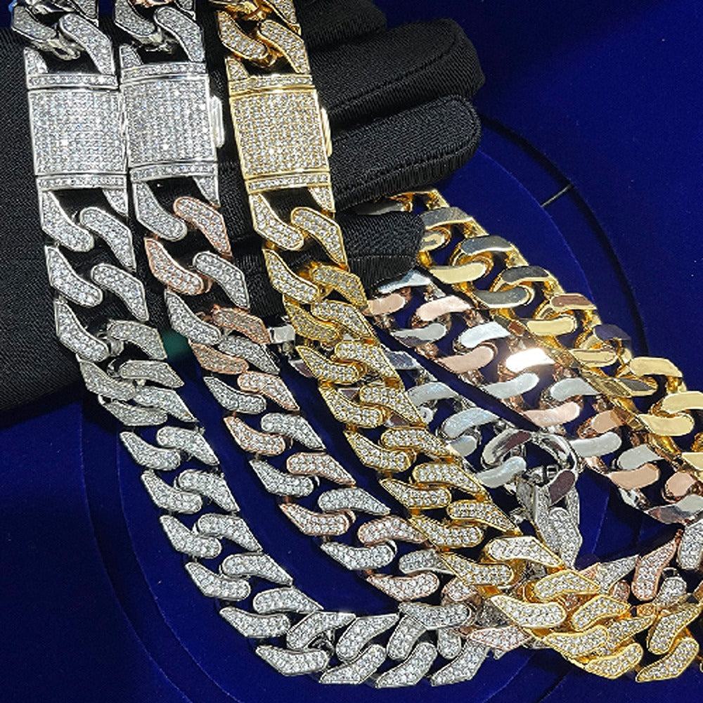 Iced Out Lab Created Moissanite Cuban Link Hip Hop Necklace