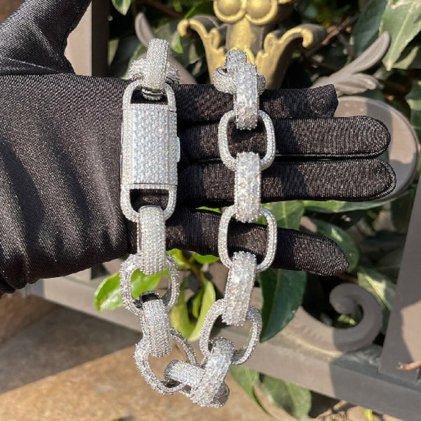 Moissanite Diamond Iced Out Rolo Link Hip Hop Chain