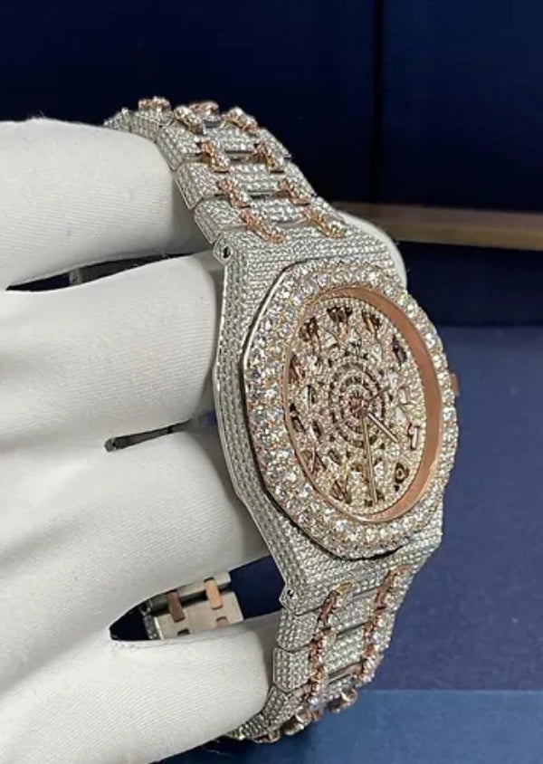 Skeleton Dial Iced Out Moissanite Diamond AP Luxury Watch