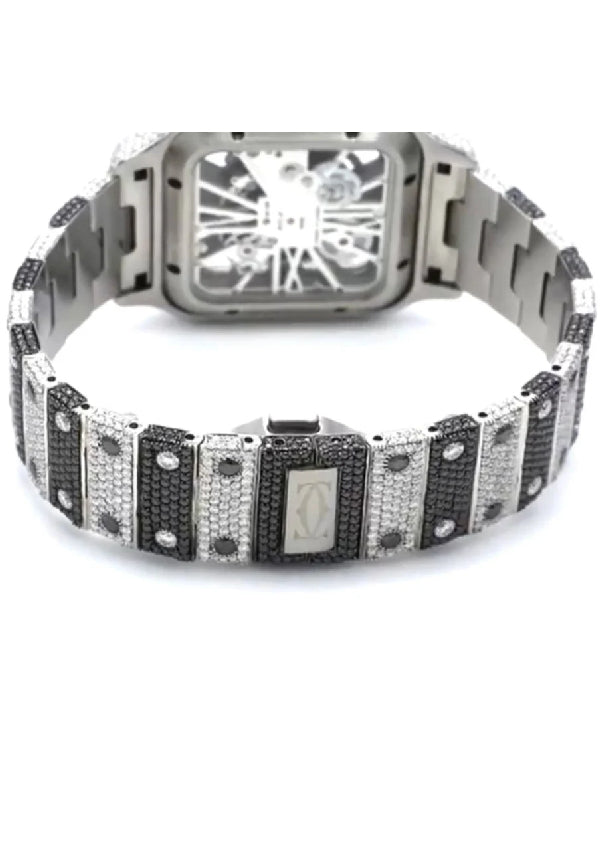 Black Moissanite Diamond Cartier Skeleton Hip Hop Luxury Watch