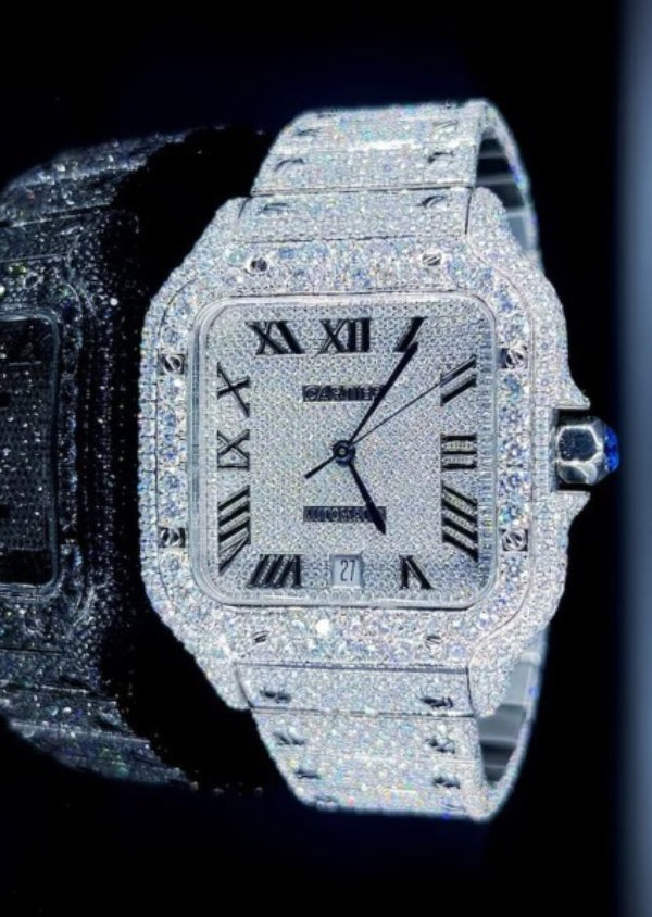 Moissanite Diamond Hip Hop Men's Watch, Bustdown Men's Watch