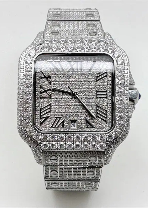 Stainless Steel Moissanite Diamond Full Iced out Watch for Him