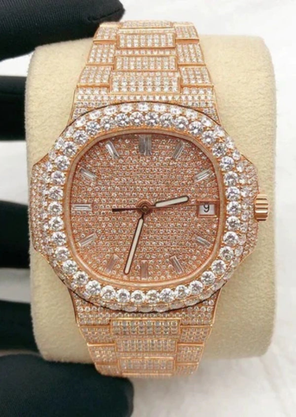Fully Iced Out Handmade Moissanite Luxury Watches for Men's