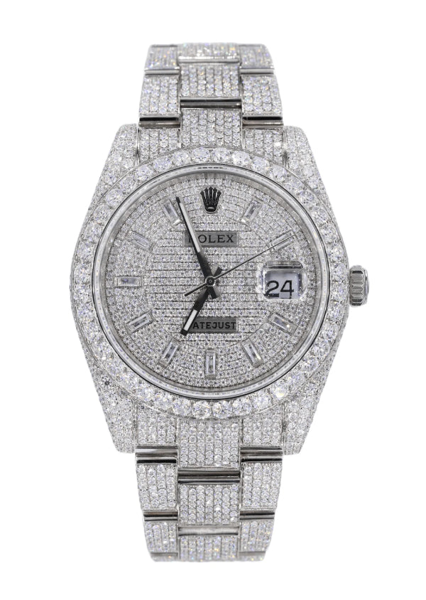 Baguette Cut Moissanite Diamond Automatic Movement Watches For Christmas Gift