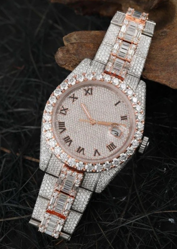 Baguette Cut Moissanite Diamond Hip Hop Automatic Watches For Christmas Gifts