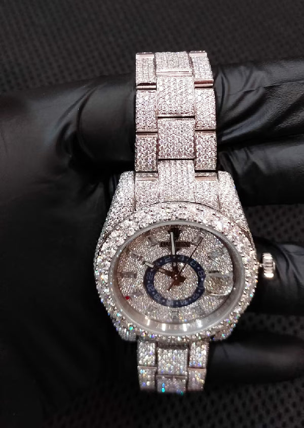 Iced Out Automatic Movement Customized Moissanite Diamond Watch