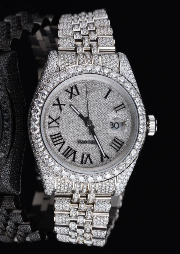 Full Iced Out Moissanite Diamond Rolex DateJust Luxury Men's Watch