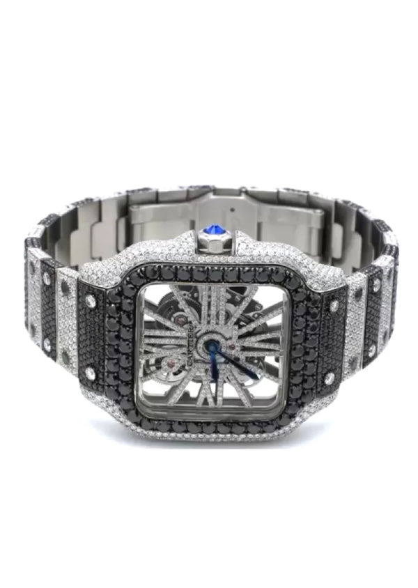 Black Moissanite Diamond Cartier Skeleton Hip Hop Luxury Watch