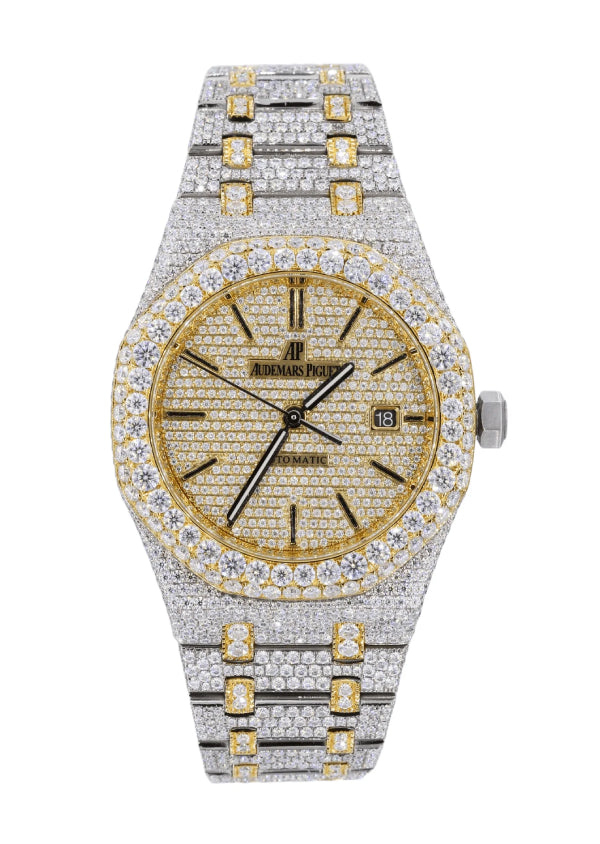 Iced Out Hip Hop Moissanite Two Tone  Men's Watches