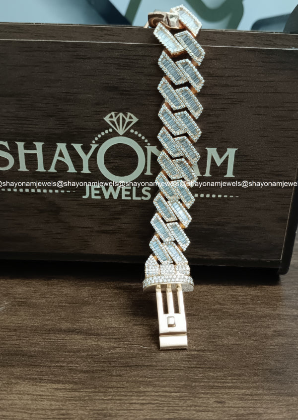 925 Sterling Silver Moissanite Diamond Cuban Link Bracelet For Birthday Gift