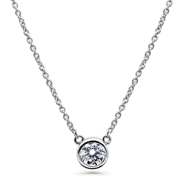 Round Cut Bezel Set Solitaire Pendant