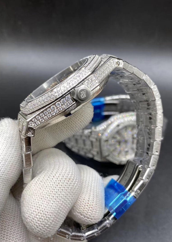 Skeleton Dial Iced Out Moissanite Diamond Watches