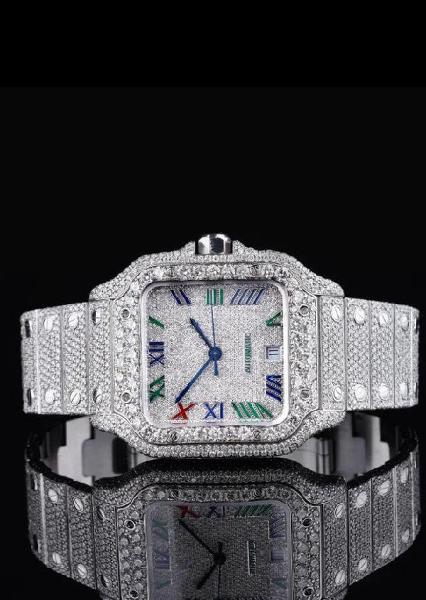 Iced Out Moissanite Cartier Men's Watch for Him