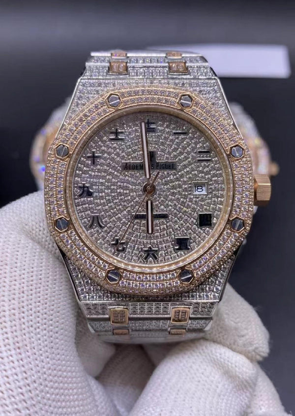 Iced Out Moissanite Diamond Watch AP Hip Hop Luxury Watch for Him