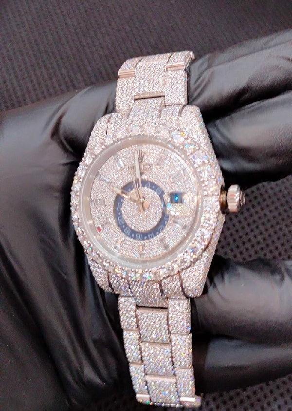 Iced Out Automatic Movement Customized Moissanite Diamond Watch