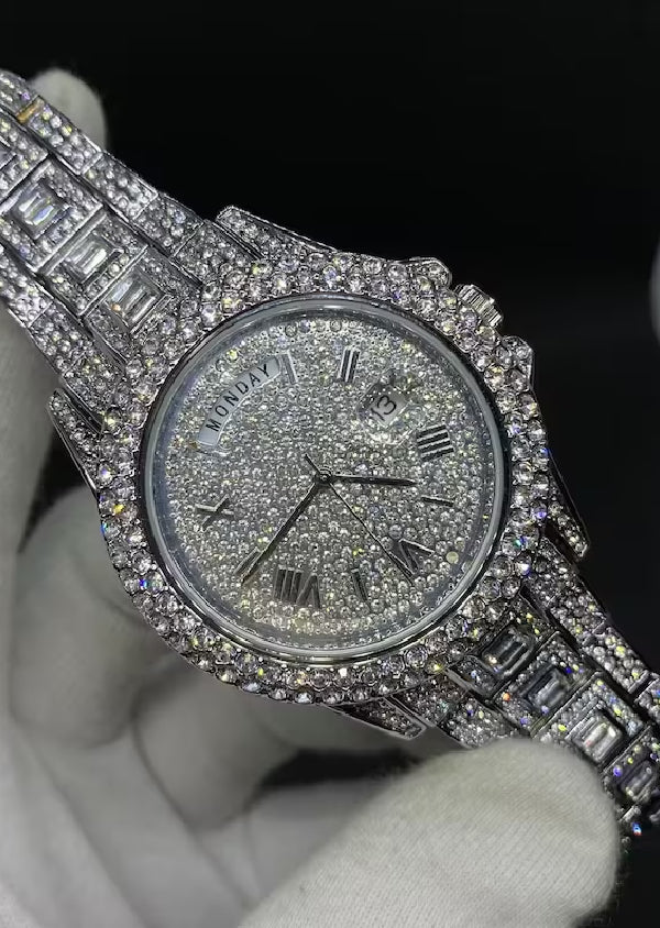 Iced Out Moissanite Diamond Customized Watch for Men's