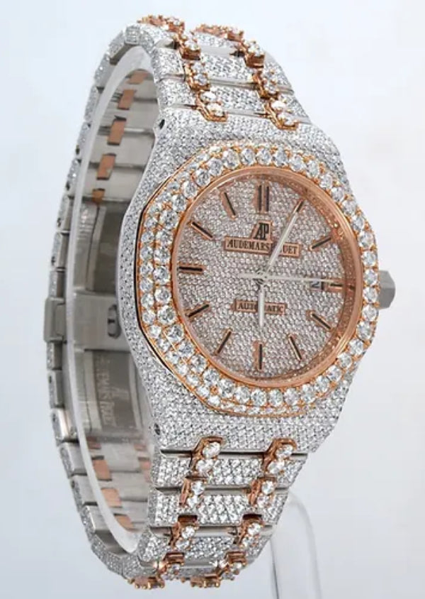 Fully Iced Out Moissanite Diamond Men's Wrist Watch With Customized Pattern