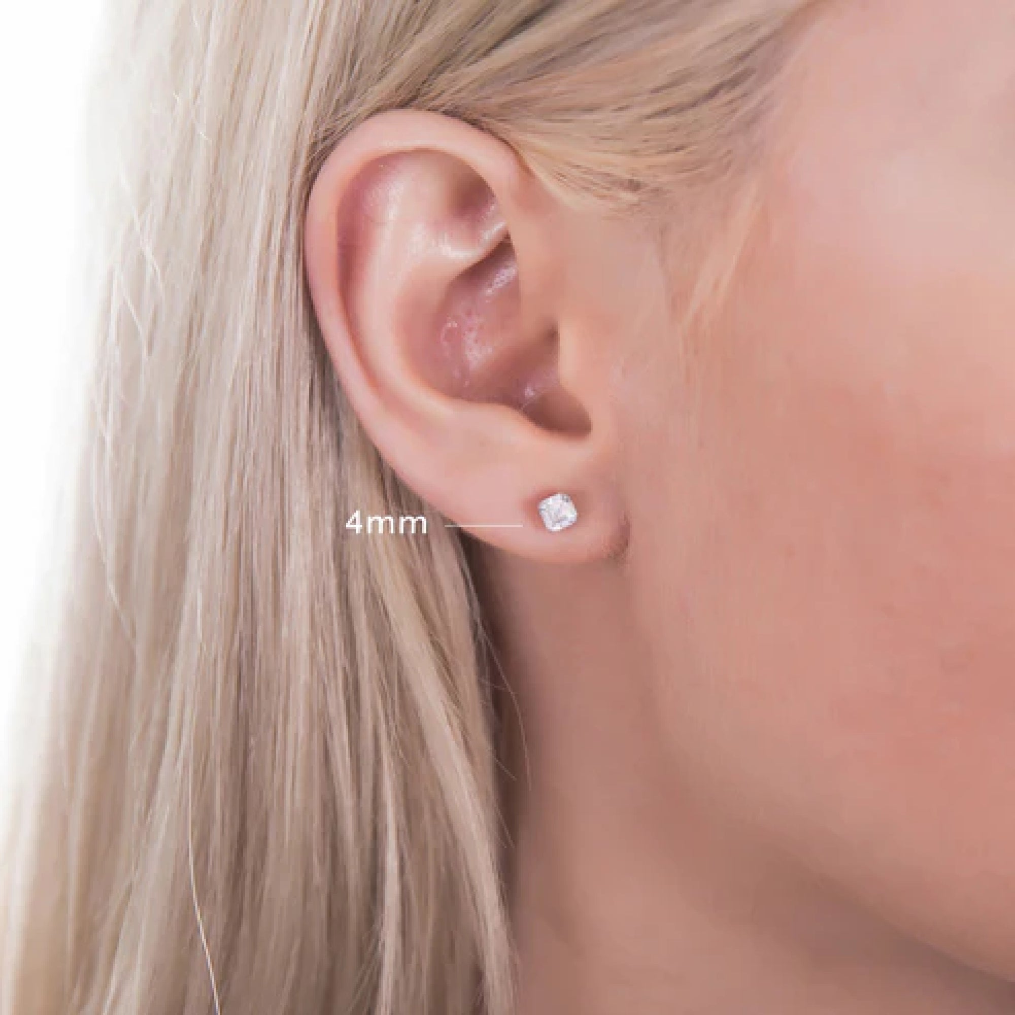 Moissanite Asscher Cut Push Back Stud Earrings