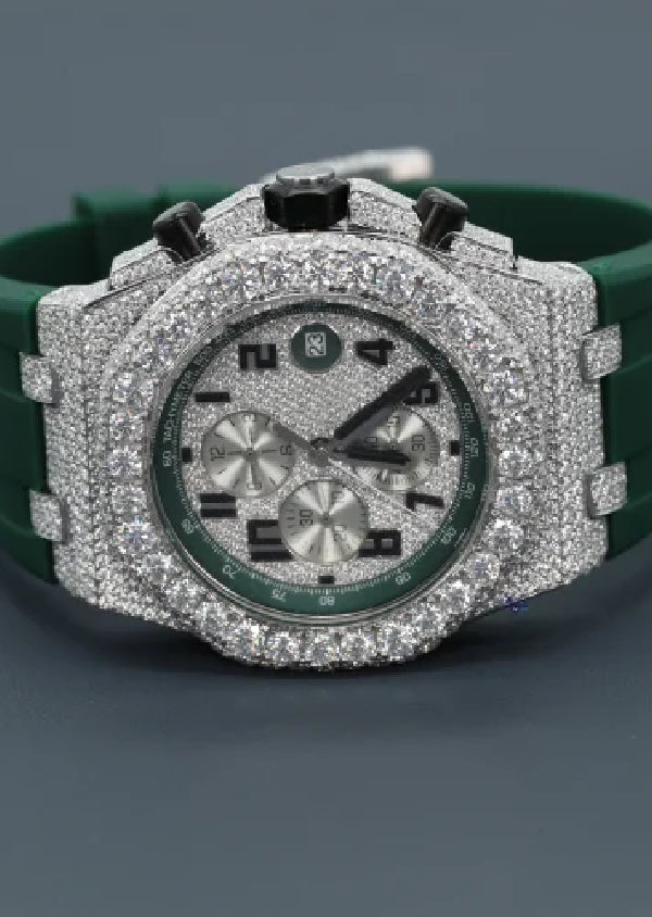 Rubber Strap Iced Out Automatic Movement Luxury Watches