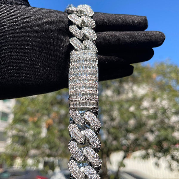 Iced Out Moissanite Diamond Cuban Link Chain For Men's