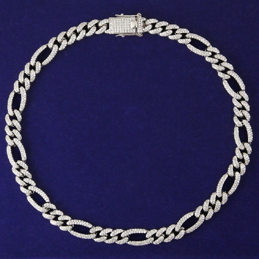 Moissanite Diamond Figaro Cuban Link Chain Necklace