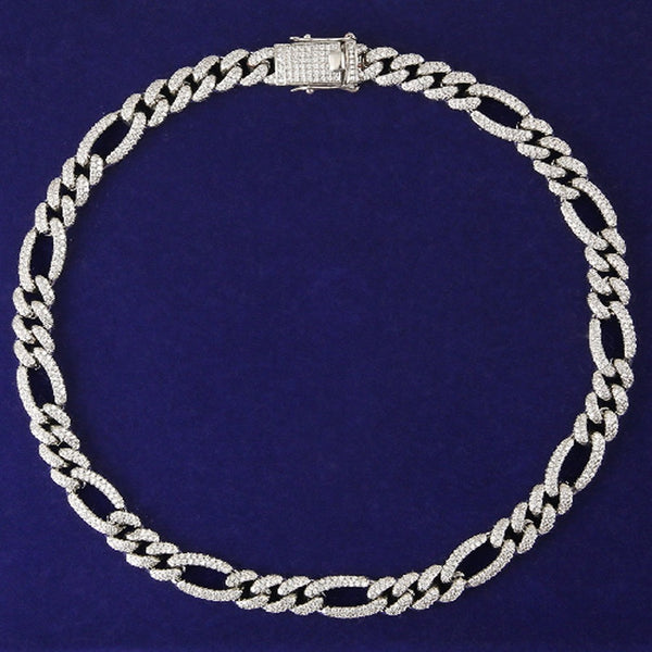 Moissanite Diamond Figaro Cuban Link Chain Necklace