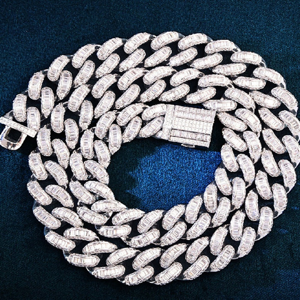 Baguette Cut Moissanite Iced Out 20MM Cuban Chain