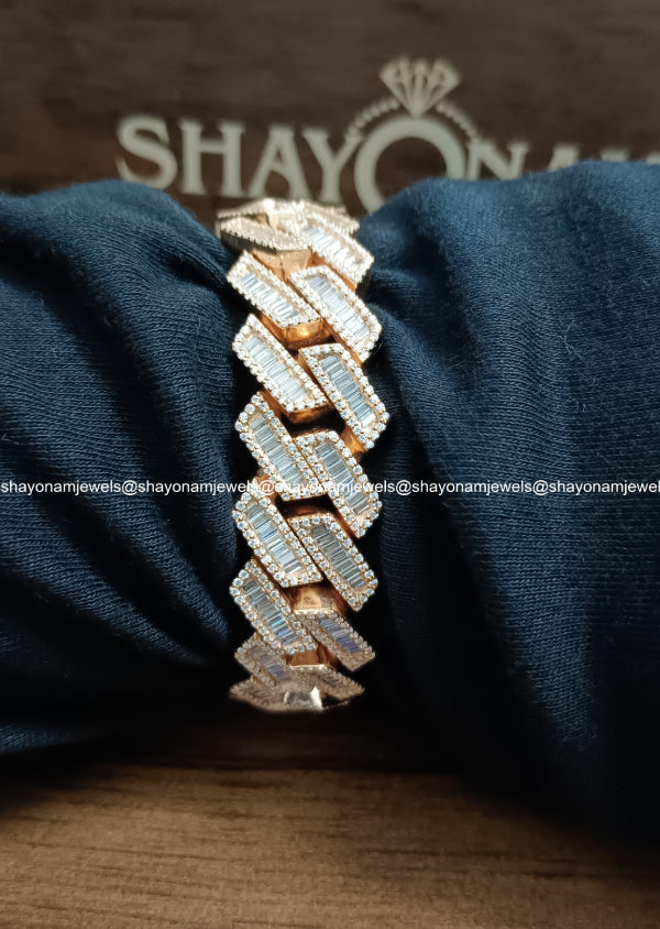 925 Sterling Silver Moissanite Diamond Cuban Link Bracelet For Birthday Gift
