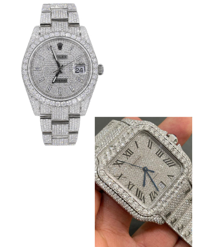 Iced Out Rolex and Cartier Watches For Men's