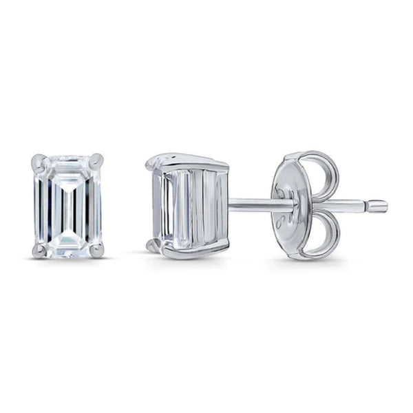 Emerald Cut Push Back Stud Earrings