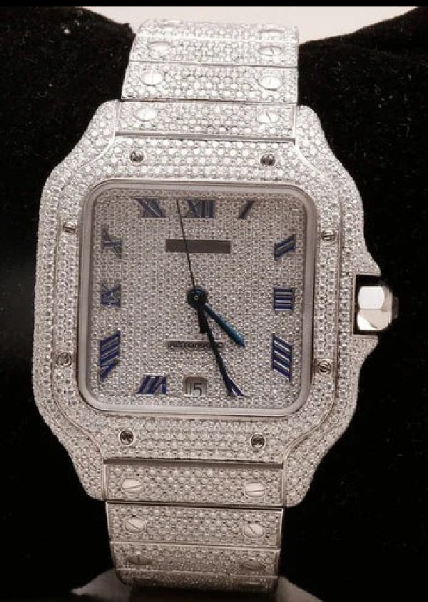 Iced Out Moissanite Diamond Cartier Men's Watch Gift for Him