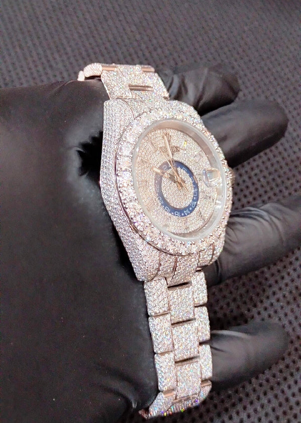 Iced Out Automatic Movement Customized Moissanite Diamond Watch