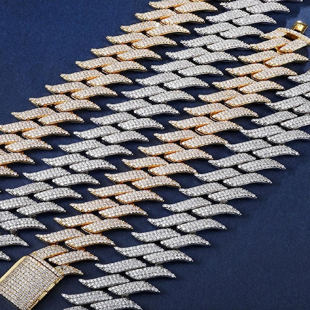 Iced Out Moissanite Spiked Cuban Link Chain For Men's