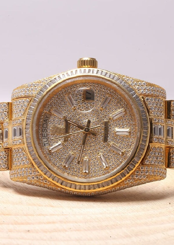 Iced Out Baguette Moissanite Diamond Watches Customized Watch for Men's