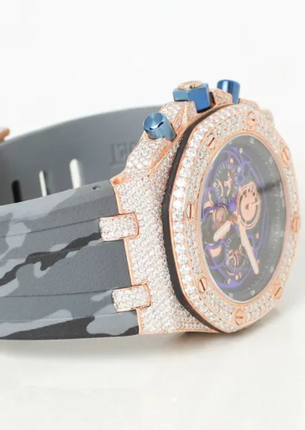 Rubber Strap Moissanite Diamond AP Luxury Watch for Him