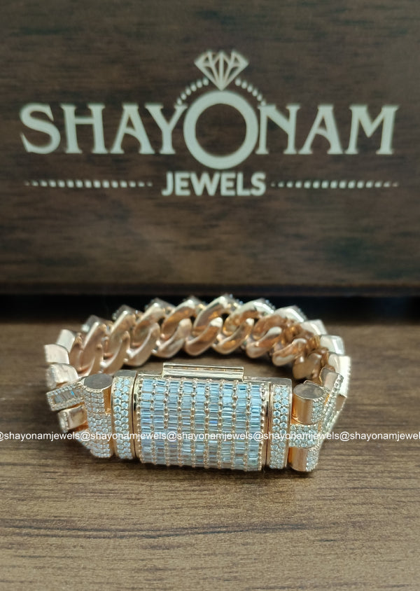 925 Sterling Silver Moissanite Diamond Cuban Link Bracelet For Birthday Gift