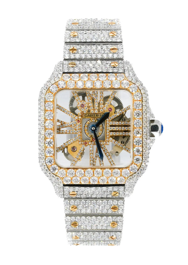 Skeleton Cartier Iced Out Luxury Watch Gift For Him