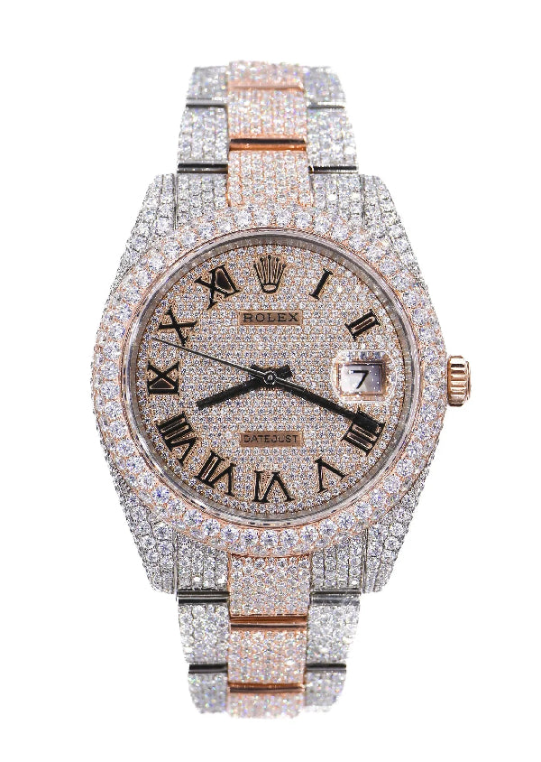 Dual Tone Moissanite Diamond Iced Out Rolex Datejust Luxury Watch