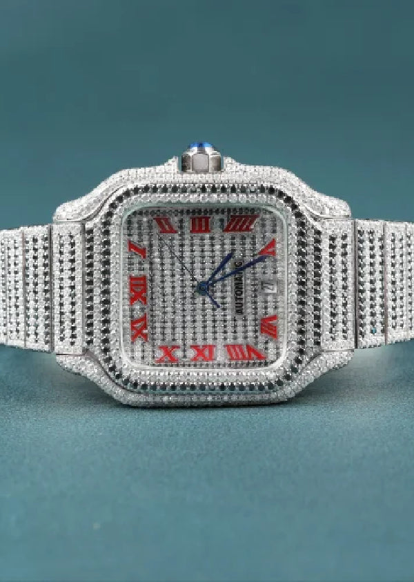 Fully Iced Out Cartier Moissanite Diamond Hip Hop Luxury Watches for Men's Gifts