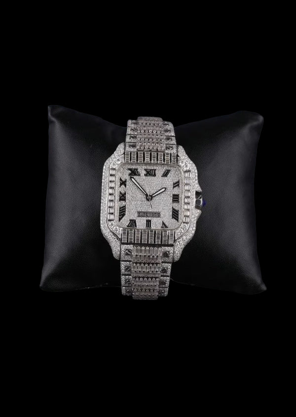 Baguette Cut Moissanite Diamond Iced Out Customized Hip Hop Watches for Him