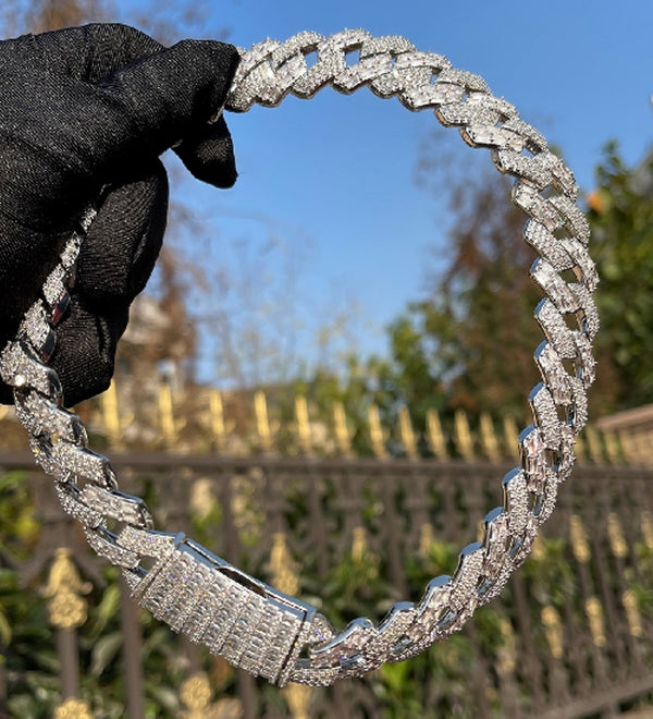 Iced Out Moissanite Hip Hop Luxury Cuban Linked Chain for Men's