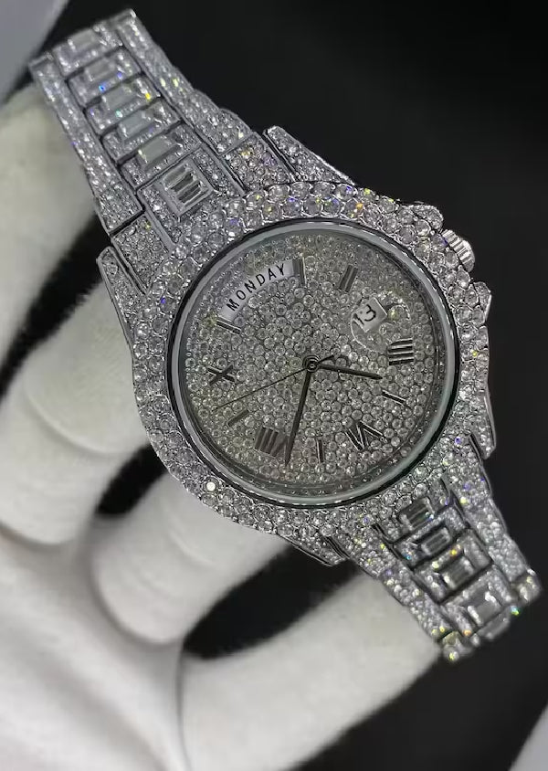 Iced Out Moissanite Diamond Customized Watch for Men's