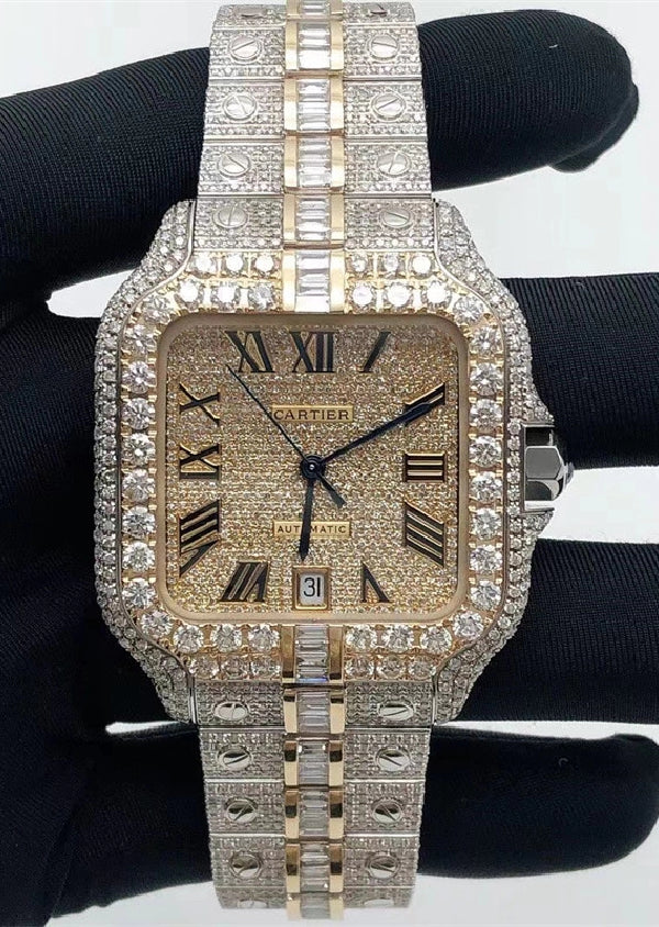 Cartier Automatic Movement Hip Hop Moissanite Diamond Watch