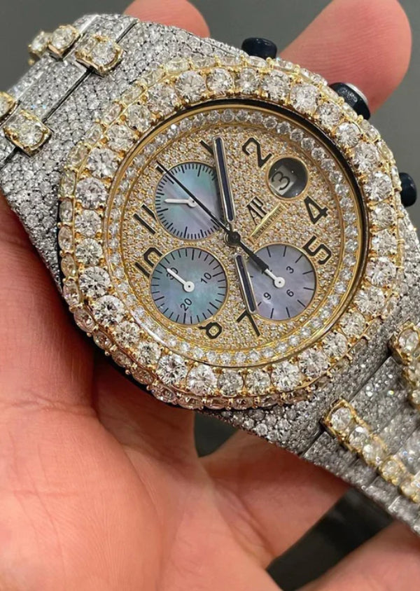 Iced Out Dual Tone Moissanite Diamond Luxury Watches