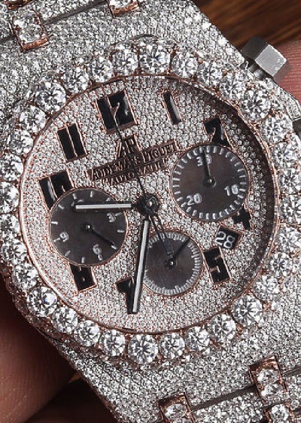 Dual Tone Iced Out Moissanite Diamond Luxury Men's Watch