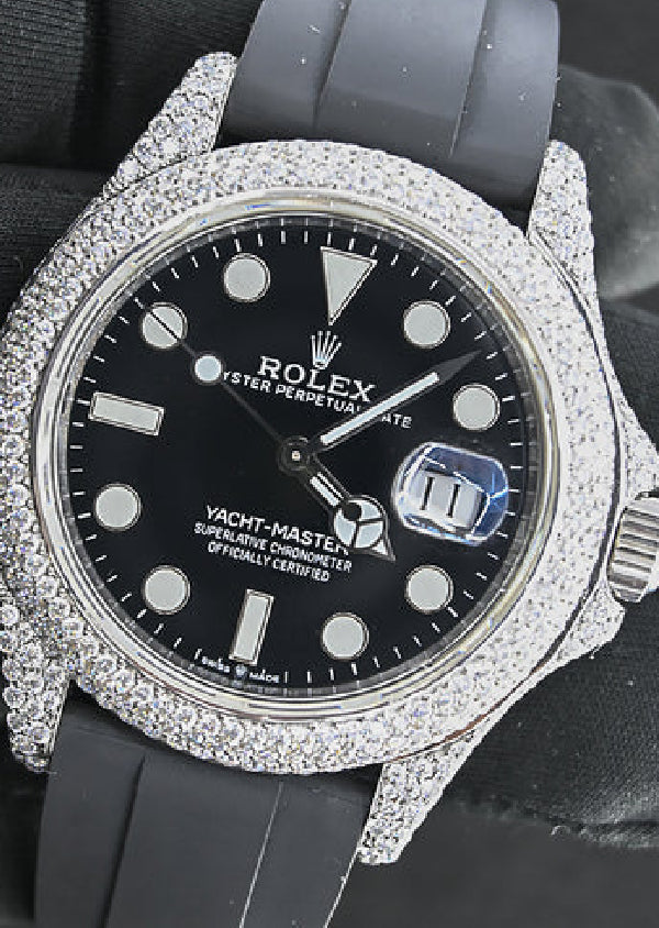 Rubber Strap Iced Out Moissanite Luxury Watch for Him