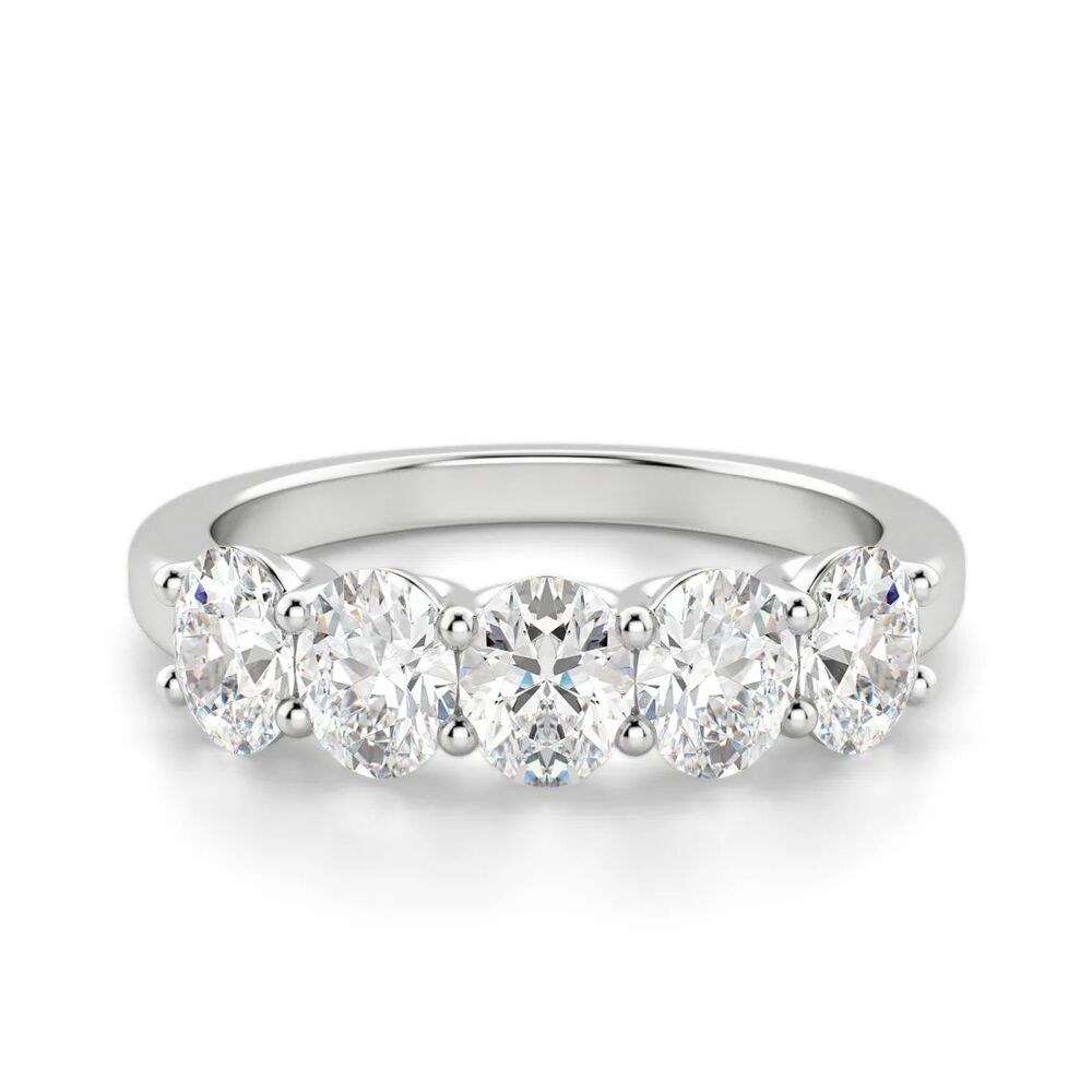 Oval Cut Moissanite Five Stone Eternity Band For Anniversary Gift